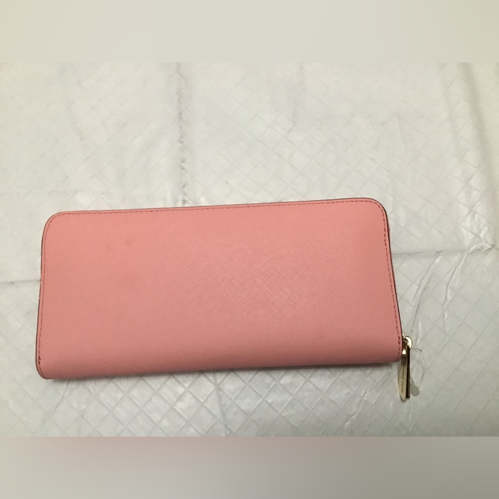 Michael Kors Peach Saffiano Zip Wallet with Gold Plaque - Picture 15 of 16